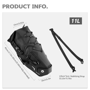 Bolsa de Selim Impermeável Rhinowalk 11L, Bolsa de Armazenamento Durável em TPU para Bicicleta de Estrada, <span class=keywords><strong>MTB</strong></span>, Deslocamento e Ciclismo - Product Image 2