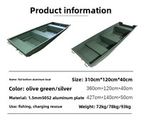Bateau pneumatique de sauvetage et de pêche en aluminium, léger et portable