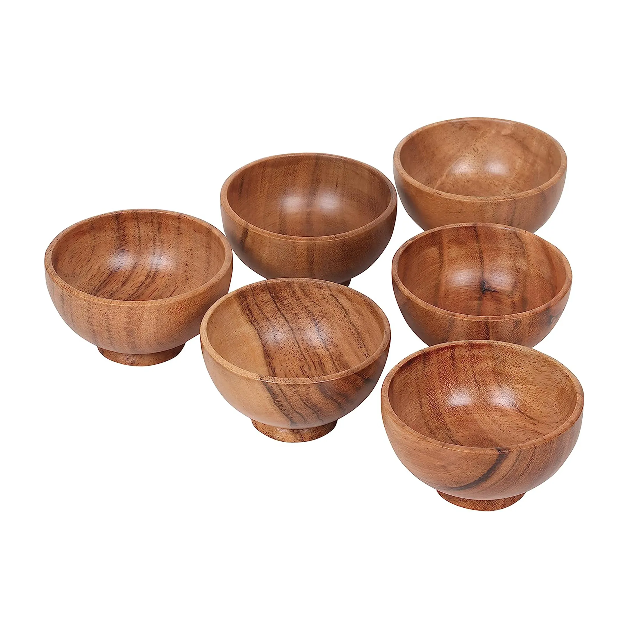 Petits bols en bois d'acacia en bois sculpté à la main Mini tasses de cuisine pour trempettes Sauce Noix Préparation Épices Condiments Charcuterie Accessoires