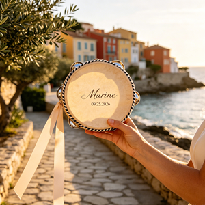 Wholesale Custom Logo Wedding Mini Tambourine Tamburelli Matrimonio Wooden Hand Drums <strong>Percussion</strong> for Gifts Regalo Invitados Boda - Product Image 4