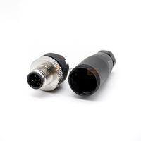 Connecteur M12 4 broches mâle-femelle surmoulé à 90 degrés, code A, en plastique, câblable, IP67, aviation, avec capteur de proximité inductif