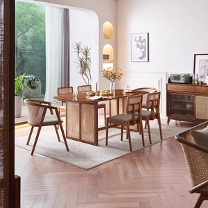 Chaise de salle à manger moderne <span class=keywords><strong>en</strong></span> bois massif nordique avec un design <span class=keywords><strong>en</strong></span> <span class=keywords><strong>rotin</strong></span> tressé pour une utilisation <span class=keywords><strong>en</strong></span> extérieur et dans le <span class=keywords><strong>salon</strong></span> - Product Image 3
