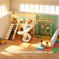 Structure de jeu intérieure personnalisée pour enfants, maison de jeu souple avec toboggan, mur d'escalade et parcours d'obstacles pour centre commercial, école maternelle et café-jeux