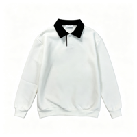 Sweat-shirt à col en coton pour homme, couleur contrastée, manches longues, coupe classique, décontracté, sport