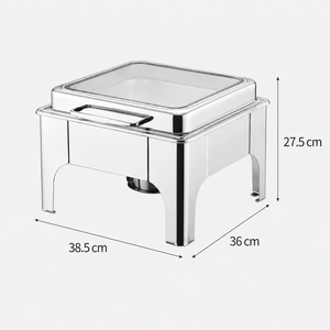 Recipiente para Calentar Comida Eléctrico de Acero Inoxidable, Cuadrado, de 6L, con Asa, para Exhibiciones de Buffet - Product Image 4