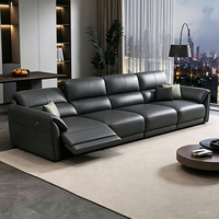 Canapé inclinable électrique de luxe en cuir véritable avec structure en acier robuste et moteur OKIN, 3 places, pour salon et home cinéma