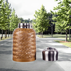 Handmade Bamboo Woven Stainless Steel Water Kettle Eco Friendly <b>Tea</b> Pot Portable Classic Design for Home <b>Tea</b> Serving - Product Image 3
