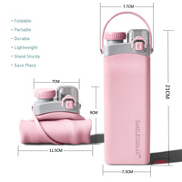 Botol Air Silikon Lipat Portabel 600ml, Anti Bocor, Ramah Lingkungan, Minimalis, dengan Sedotan