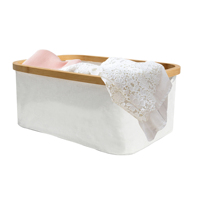 Étagère de rangement pour panier à linge en bois de bambou avec roues et poignées pour toute salle de bain