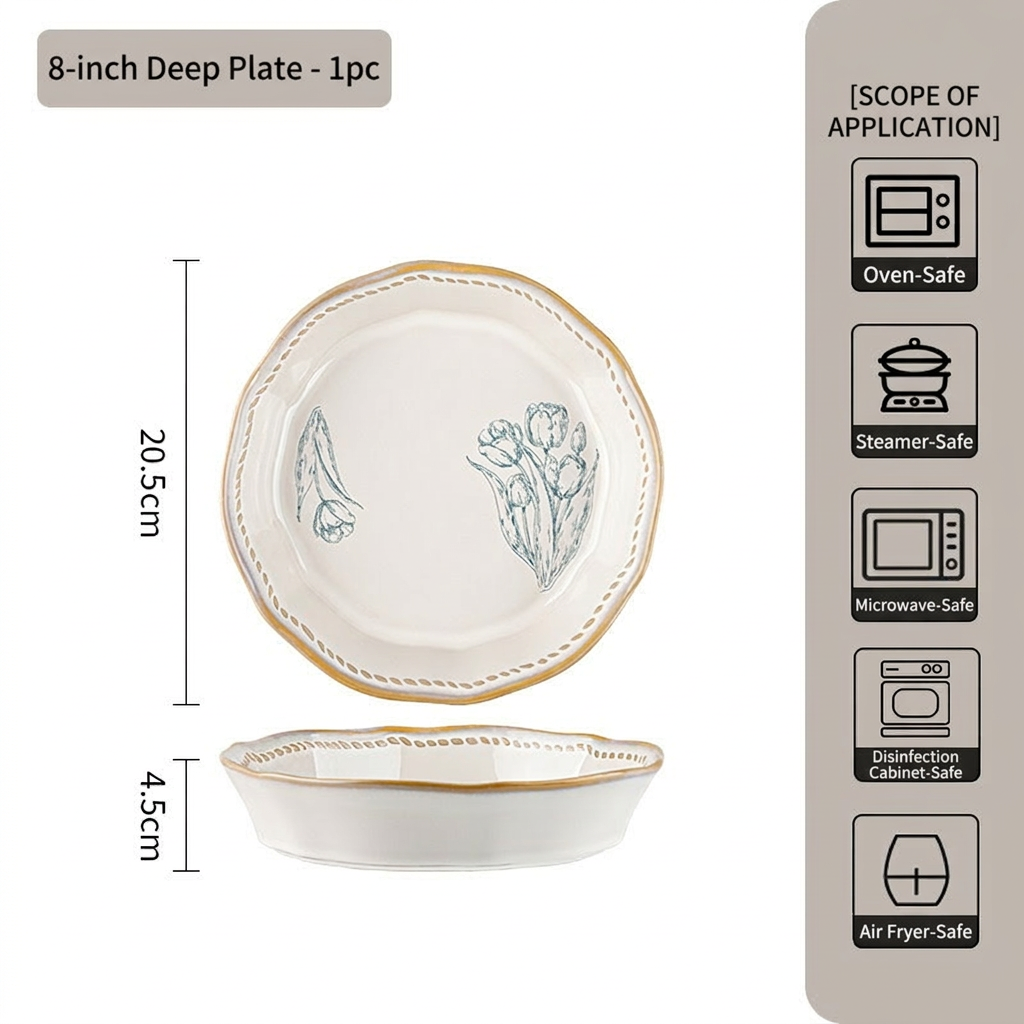 Tulip dinnerware-8-inch deep plate