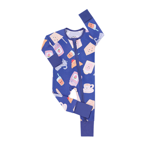 Pakaian Tidur Bayi Bambu Custom Printing Grosir, Jumpsuit Bayi Lengan Panjang, Romper Bayi Baru Lahir dengan Resleting 2 Arah - Product Image 1