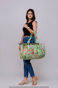 Bolso de lona de algodón estilo bohemio hecho a mano para mujer, cómodo mango de tela, cadenas con cremallera, decoración, bolso de viaje de moda - Product Image 2