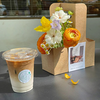 Boîte d'emballage de café de thé au lait Boîte d'emballage de fleurs de dessert en papier kraft Boîtes d'arrangement de fleurs