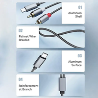 Câble Audio Stéréo USB C Type C Vers 2 RCA Mâles, Répartiteur en Y pour Haut-Parleur et Amplificateur
