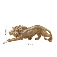 Cadeaux décoratifs de bureau artisanat statue argent intérieur fibre de verre animal résine or lion sculpture