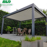 Pergola de jardin moderne en aluminium imperméable personnalisée, pavillon électrique à lames orientables, style moderne, en bronze ou brun
