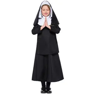 成年女性传统修女服装黑袍宗教天主教神父姐妹服装Cosplay派对服装