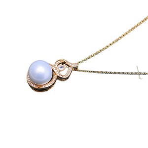 Pendentif en perle de sucre ronde blanche de 12-13 mm de Danshui avec une forte luminosité, presque sans défaut, chaîne en argent S925 de style coréen - Product Image 5