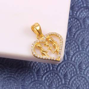 Colgante Minimalista Amor Pareja Plata de Ley 925 14K Chapado en Oro Zirconia Cúbica Piedra Redonda - Product Image 4