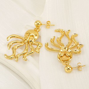 ZOGXIN Ocean Theme Drop <b>Earrings</b> Gold Starfish <b>Octopus</b> Shell 18K Stainless Steel Party Fashion Jewelry - Product Image 3