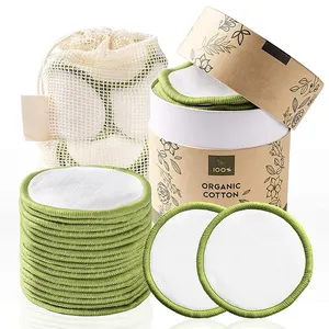 Ensemble de tampons démaquillants réutilisables et lavables, 12 pièces, en coton bambou, écologiques, pour le visage