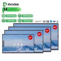Tableau blanc interactif Amdox 75/86 pouces 4K LCD tactile 40 points avec Android 13, 8 Go de RAM, 128 Go de stockage pour la salle de classe et le bureau