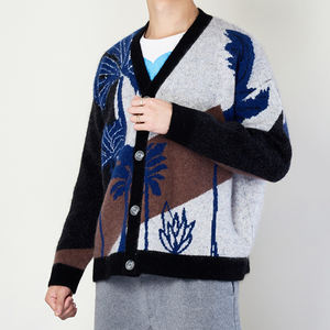 Customized <b>Mohair</b> Open Chest Long Sleeve Cardigan Winter Autumn Wool <b>Knitted</b> <b>Jumper</b> Men's Sweaters Jacket - Product Image 1