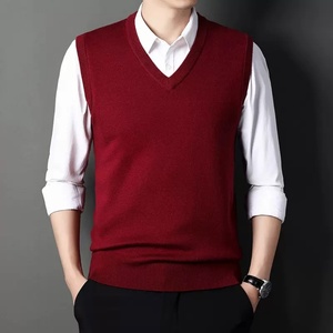 Custom Logo Oem <strong>Men</strong> Knit Top <strong>Men's</strong> <strong>V</strong> <strong>Neck</strong> Winter Knitwear Casual Slim Fit <strong>Jumper</strong> Pullover Solid <strong>Sleeveless</strong> Knitted Sweater Vest - Product Image 4