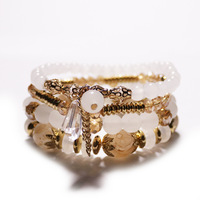 Stock de mode vente à chaud ensemble de 4 pièces bracelet de tempérament en cristal de verre multicouche de Bohème bracelet de style exotique