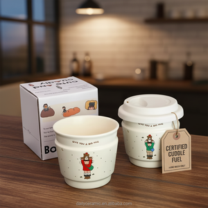 Cute Cartoon Ceramic <strong>Mug</strong> with Lid Give You <strong>A</strong> Big <strong>Hug</strong> Pattern Portable Coffee Milk Cup with Premium Gift Box - Product Image 5