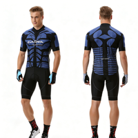 Conjunto de Jersey de Ciclismo Personalizado al por Mayor, Talla Grande, Unisex, Azul y Negro, Manga Corta, Transpirable, de Spandex y Poliéster, para Adultos