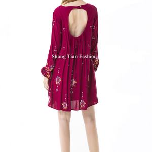 Vestido de Verano de Algodón para Mujer, Estilo Casual, con Bordado Floral, Cintura Natural, Tejido, Nuevo y a la Moda - Product Image 3