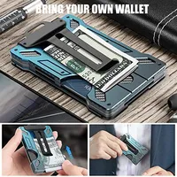 Dompet Logam Aluminium Minimalis Anti-RFID untuk Pria, Model Pendek, Buka-Tutup Depan, Dompet Saku Tipis, Cartera Hombre