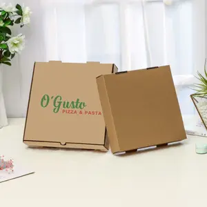 Toptan yüksek kalite özelleştirilmiş biyobozunur kraft kağıt pizza kutusu fast food götürmek gıda oluklu kağit kutu ambalaj