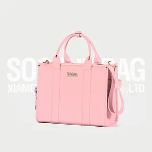 Soochic Dress Boutique Light Pink Medium Size Faux Leather Cross Body Bag Customized Adjustable Ladies Handbag Top Zipper Purses