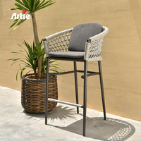 Ensemble de meubles de bar en corde tressée pour restaurant et hôtel Artie, table haute et chaises