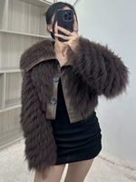Manteau court élégant coupe-vent en vraie fourrure de raton laveur de luxe pour femme, vente en gros, directement de l'usine
