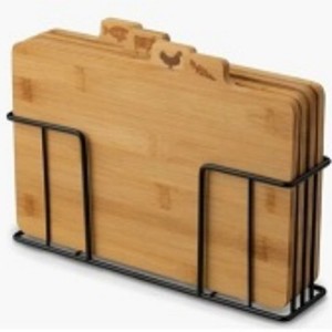 Ensemble de planches à découper en bambou, 4 pièces avec support de rangement, outil de cuisine, antibactérien, facile à nettoyer - Product Image 5