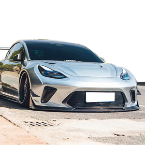 Kit carrosserie de style Hacker pour <span class=keywords><strong>Tesla</strong></span> Model 3, comprenant pare-chocs avant, pare-chocs arrière, jupes latérales et capot pour <span class=keywords><strong>Tesla</strong></span> Model 3. - Product Image 5