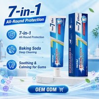 Dentifrice 7-en-1 au bicarbonate de soude pour un nettoyage en profondeur, élimination de la plaque dentaire, apaisement des gencives, anti-sensibilité et blanchiment des dents, marque privée