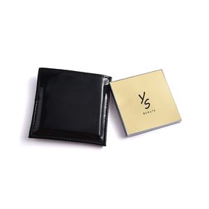 Brand Name Unique Gold Acrylic LOGO Metal Square Single Side Pocket <b>Mirror</b> With PU Pouch - Product Image 1