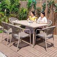 Ensemble table et chaises en rotin de style nordique pour cour, villa, hôtel, café, restaurant, balcon, modèle E5