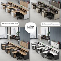Ensemble de bureaux de direction minimalistes en forme de bar pour entreprises, 4 places et 6 places doubles, avec ceinture amovible pour le personnel de bureau