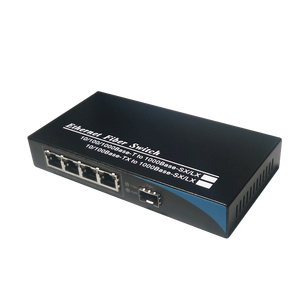 Convertidor de Medios de Alta Velocidad 10/100/1000Mbps, 4 Puertos RJ45 + 1 Ranura SFP, Convertidor Óptico Monomodo de Fibra Única, Convertidor de Medios Gigabit - Product Image 1