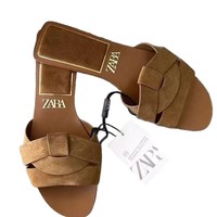 ZA Nouvelles sandales plates à brides croisées de style européen et américain, pantoufles d'extérieur simples et polyvalentes pour femmes