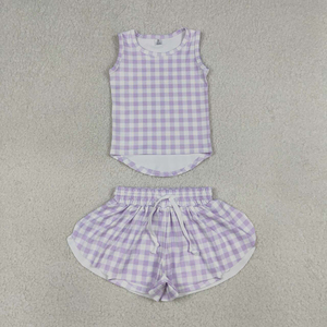 En stock: Conjuntos de yoga a cuadros para niñas, venta al por mayor, top sin mangas y faldas cómodas, ropa para hermanas, ropa deportiva de tenis de fábrica. - Product Image 4