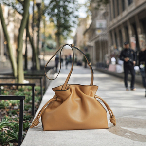 Bolso Bandolera de Cuero Genuino con Cordón, Bolso de Hombro Tipo Cubo para Mujer, Forro de Poliéster, Impermeable, Casual, para Viaje - Product Image 3