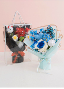 Mazzi di Natale fatti a uncinetto all'ingrosso fiori artificiali tulipani & <span class=keywords><strong>rose</strong></span> per la decorazione del partito regali di nozze - Product Image 2