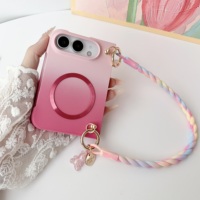 Accessoire magnétique en forme de cœur dégradé rose, adapté à l'étui de téléphone iPhone 18 Ultra, étui de téléphone tendance, sac portable Apple 18 Fold