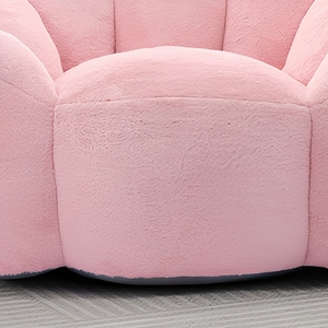 Fauteuil pouf rose à motif floral, chaise longue compressée, revêtement en tissu, rembourrage en mousse, siège d'appoint moderne - Product Image 5